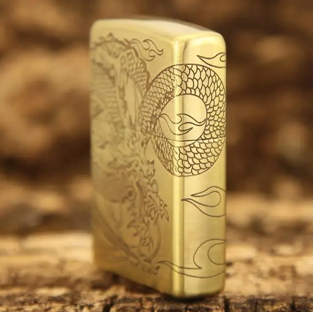 Free shipping windproof lighter Pure copper winding dragon Dragon tribe