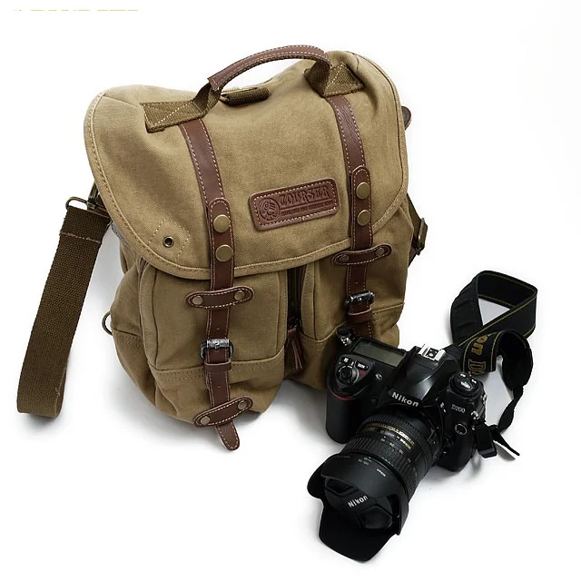 vintage canvas pocket camera video bag backpack for DSLR wholesale