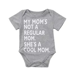 Детская одежда с надписью «My Mom Coo» для новорожденных девочек и мальчиков, комбинезон с короткими рукавами и круглым комбидресс