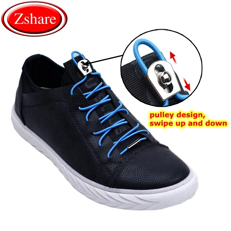 

1 Pair Metal Slider Elastic Shoelaces Round Shoe laces Men And Women Shoes Quick No Tie Shoelace Sneakers Lazy Shoe lace