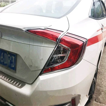 

WELKINRY car auto cover For Honda Civic 2016 2017 2018 2019 generation 10 ABS chrome rear tail lamp light trim