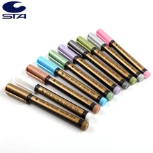 STA 10 цветов набор металлических художественных маркеров граффити многоцветные Para металлические масляные краски маркер шариковая ручка для черной карты краски маркер