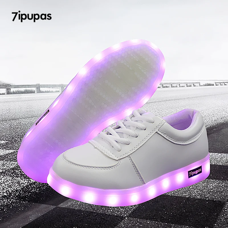 7ipupas 2017 kids shoes Led fashion High quality Led sneakers with colorful boys luminous sneakers girls white light up shoes