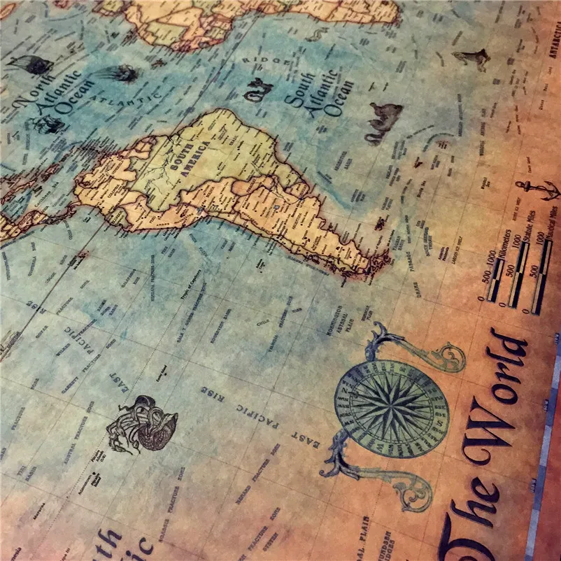 BLINGIRD морской океан море карта мира ретро старинная художественная бумага Живопись Домашний декор наклейка гостиная Плакат кафе старинный плакат