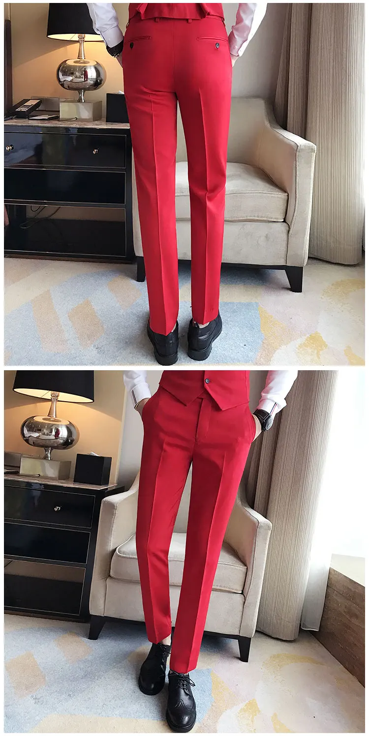 Spring and Summer Men's Trousers, Fashion Pure White Pants, Fashion Japan Style Simple Business Casual Trousers Men