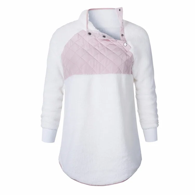 Spring, autumn and winter cotton coat stitching Mao Maorong oblique collar coat jacket sweater (4)