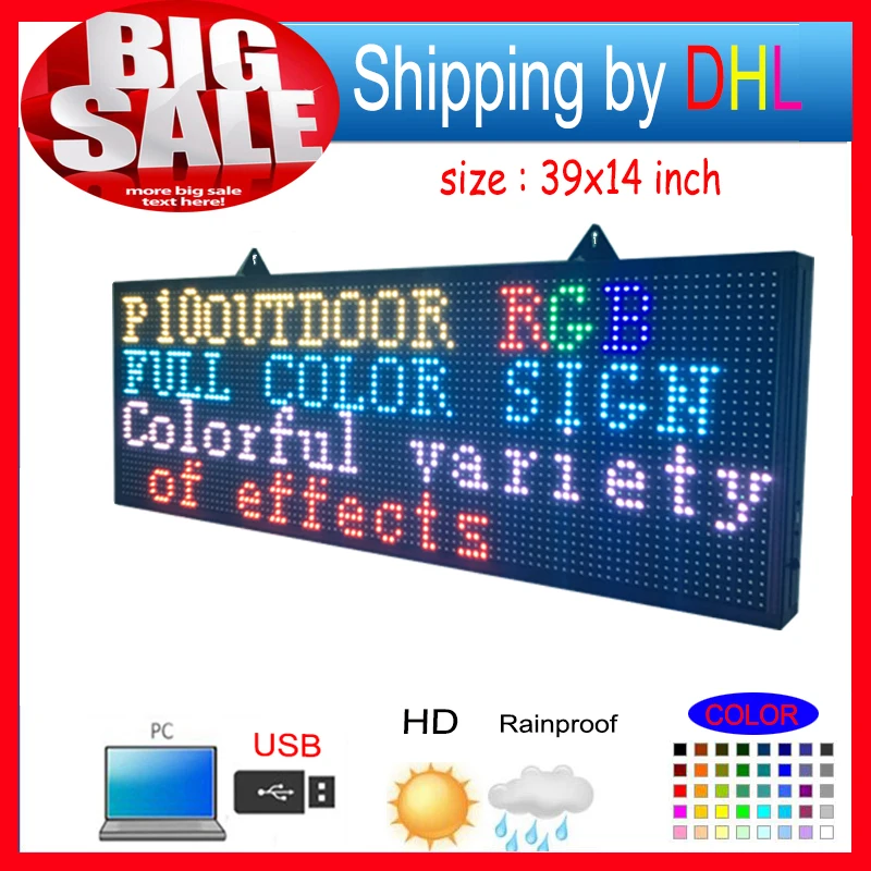 Open Close LED SIGN 39"X14" Programmable Scrolling Full Color Message