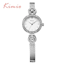 KIMIO Top Qualité Cristal de Diamant Dames Montres 2016 Nouveau Design Femmes Horloge De Luxe Célèbre Marque Argent Femelle Montre-Bracelet