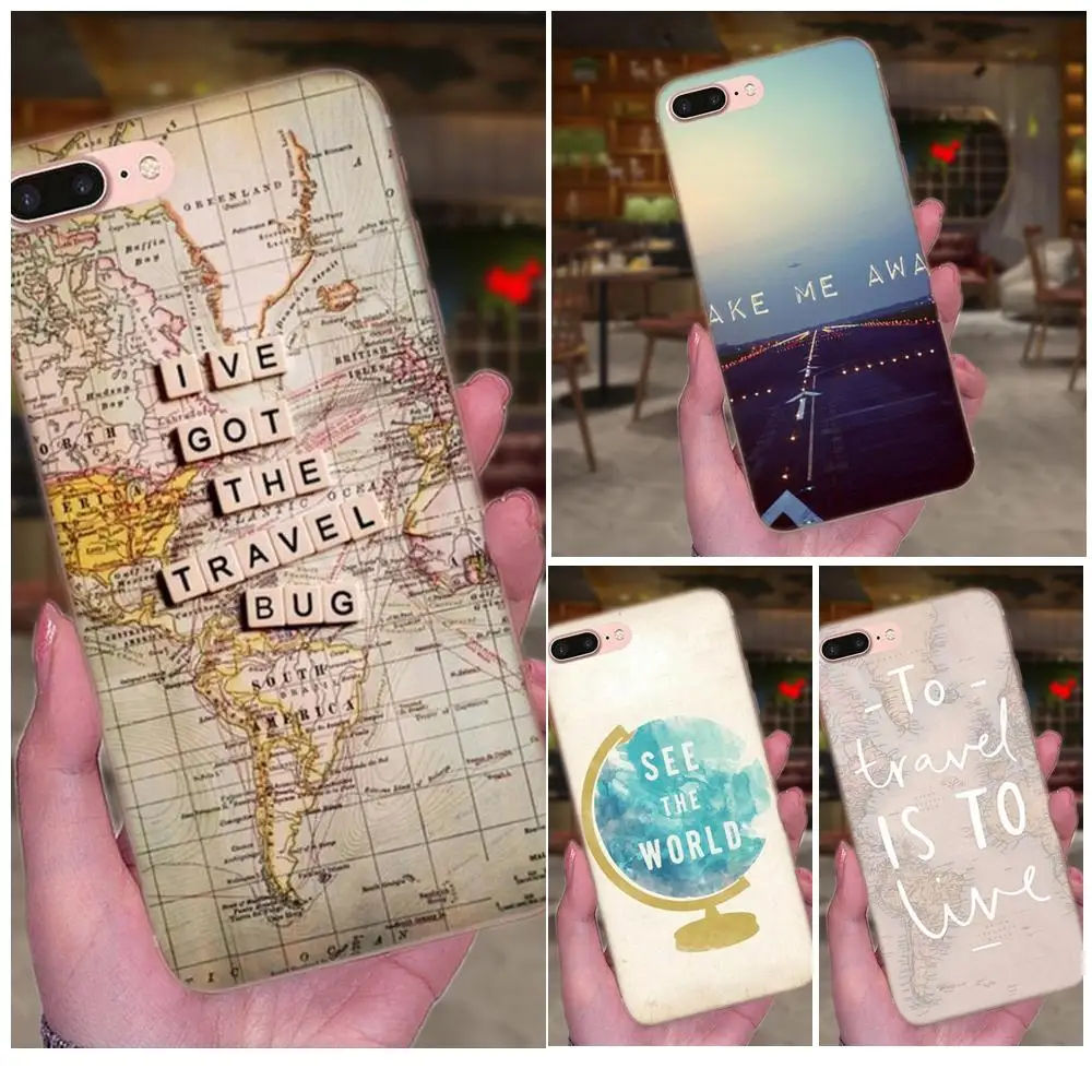 

For Galaxy A3 A5 A7 On5 On7 2015 2016 2017 Grand Alpha G850 Core2 Prime S2 I9082 TPU Phone Cover Case Travel Plans World Map