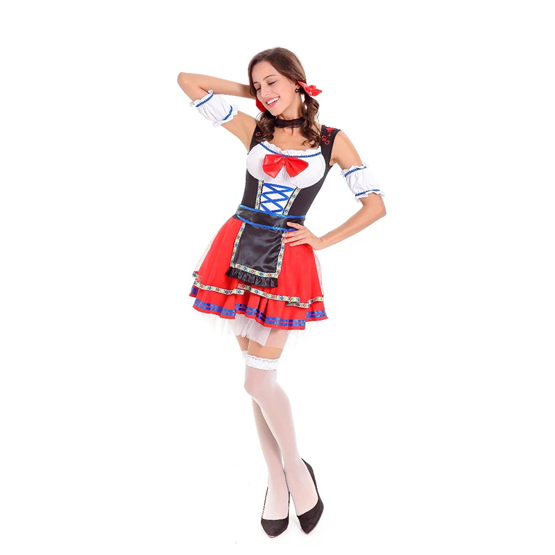 Oktoberfest Germany Beer Carnaval Festival October Dirndl Skirt Dress Sleeveless Apron Maid Costume Women Beer Girl Fancy Dress (8)
