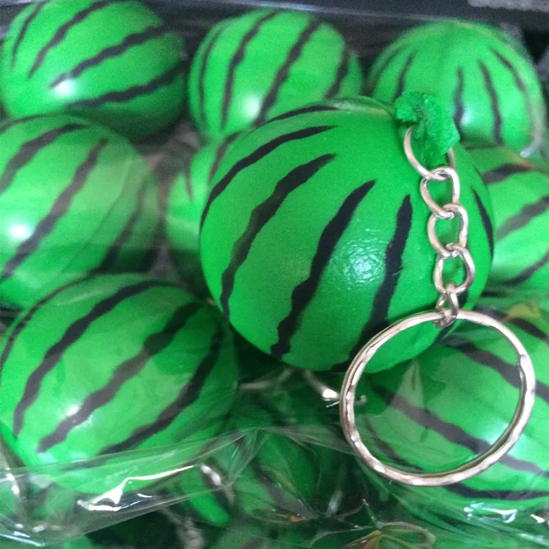 Soft PU Watermelon keychain squishy ball toys charms Greens Fruit key