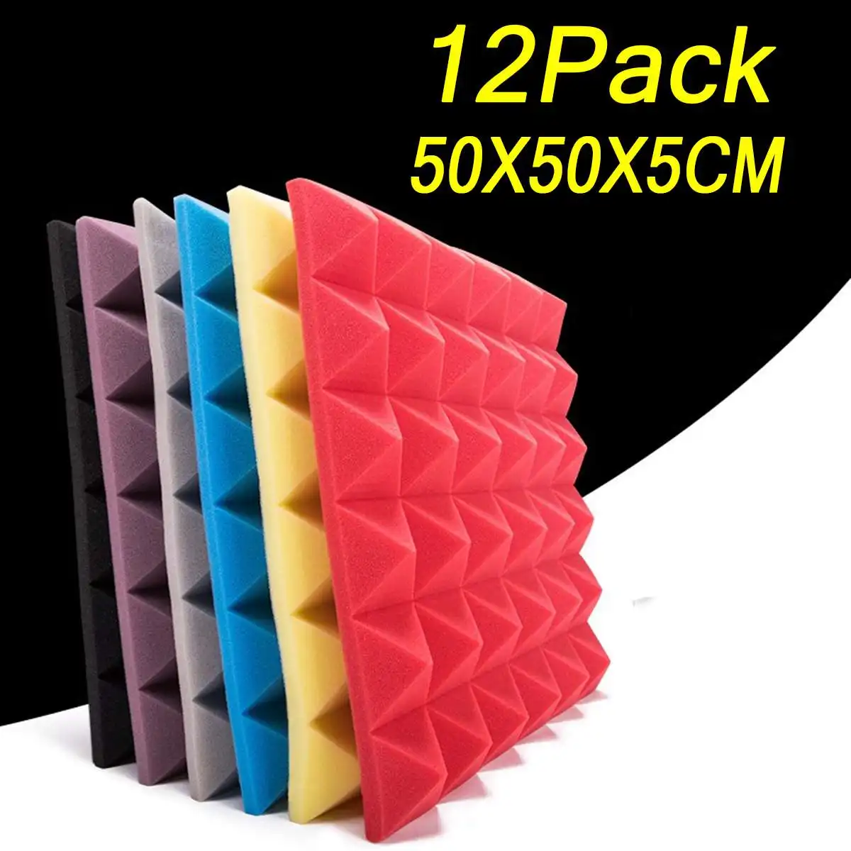 

12pcs 50X50X5mm Soundproofing Foam Acoustic Foam Sound Treatment Studio Room Absorption Wedge Tiles Polyurethane Foam