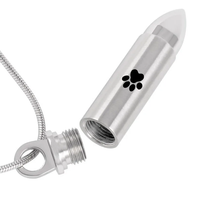 IJD8378 Paw Print in Bullet Pet памятный кулон из нержавеющей стали с кремацией пепельница