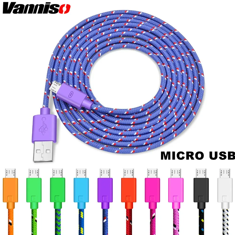 Vanniso Micro USB кабель 1 м 2 м 3 м Синхронизация данных USB кабель зарядного устройства для samsung S6 S7 htc LG huawei xiaomi Android кабели для мобильных телефонов