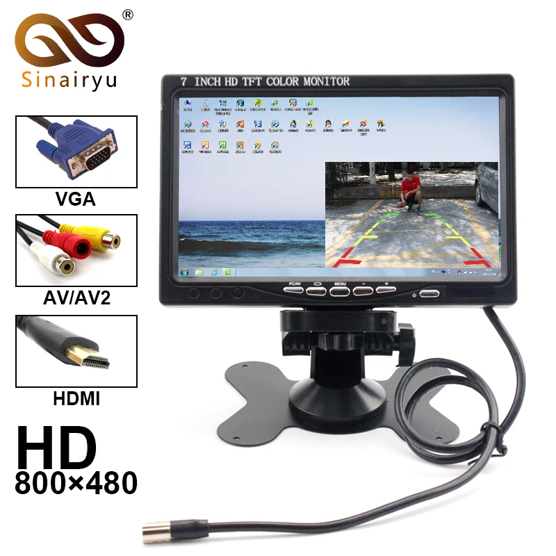 

Super HD LCD 7inch Monitor With VGA+AV+HDMI Ultra High Brightness Up To 800*480 Car Monitor Display Family And Car USE