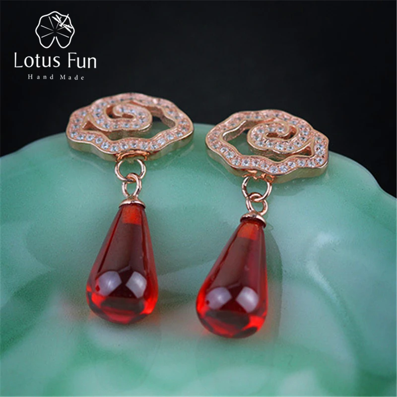 Lotus Fun реальные стерлингового серебра 925 натуральный агат ручной работы Fine Jewelry