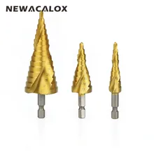NEWACALOX Cut Tool Set High Speed Steel Hex Spiral Grooved Step Drill Drills Bit 4mm to 12mm/20mm/32mm