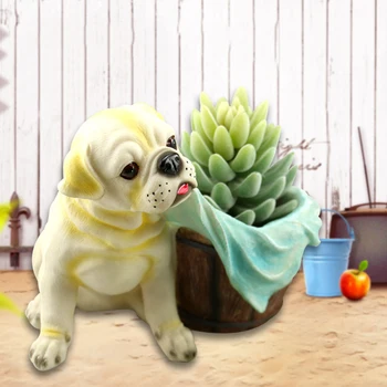 

Zakka Cartoon Naughty Puppy Flower Pot Figurine Rustic Succulent Holder Resin Craft Pastoral Cute Dog Living Room Decor Ornament