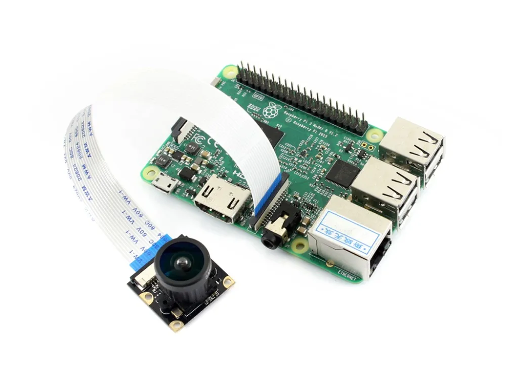 Waveshare Raspberry Pi Модуль камеры комплект(J) для RPi 3B/2B/B+ Рыбий глаз объектив 222 градусов поле зрения 5 мега OV5647 сенсор