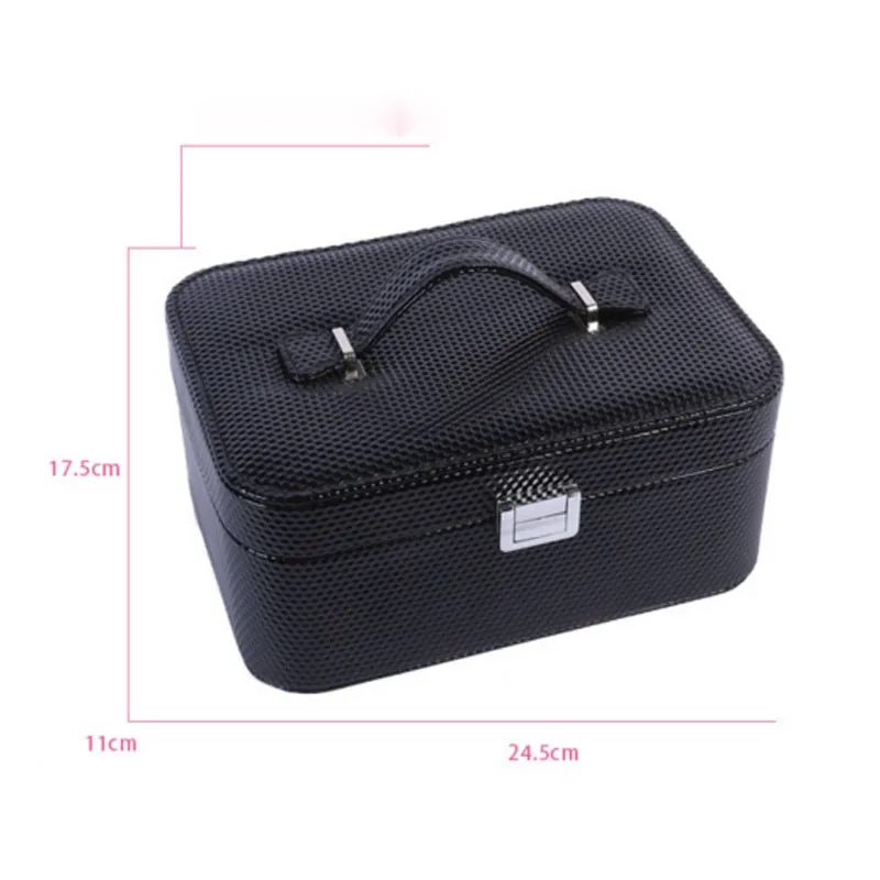 1Pcs Fashion Women's Leather Jewelry Boxes, Cosmetic Bags, Jewelry Boxes Travel Makeup Large Cosmetic Toiletry Zipper Bag Handbag Storage Case HG0484 (1)