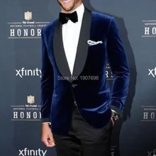 Royal Blue Velvet Men Suits for Evening Party 2018 Shawl Lapel Blazer for Groom Tuxedos Two Piece Latest Jacket Pants Design