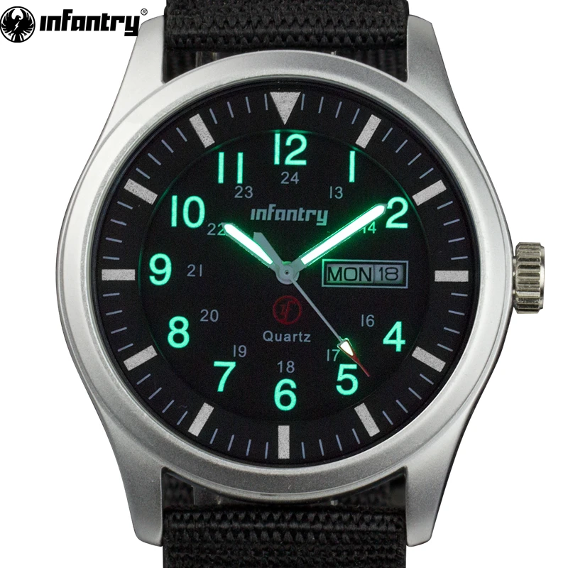 INFANTRY Mens Watches Top Brand Luxury 2018 Military Watch Men Army Sport Glow in Dark Date Day Tactical Nylon Relogio Masculino