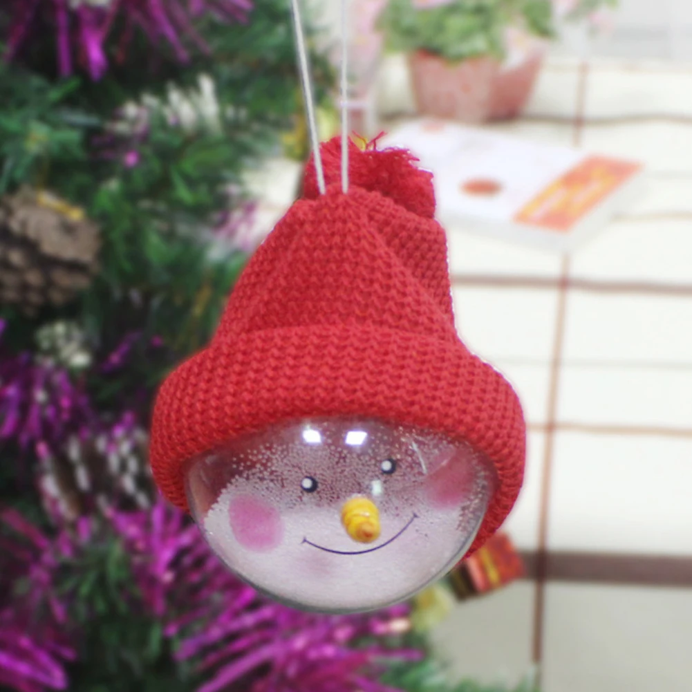 1Pc Transparent Plastic Christmas Snowman Ball Pendants Hanging Ball Baubles Christmas Tree Ornaments Home Decoration 3 Colors