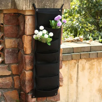 

Garden Pots 7 Pockets Vertical Garden Pocket Planter Wall Mounted Polyester Gardening Flower Planting Bags Indoor Wall Planter