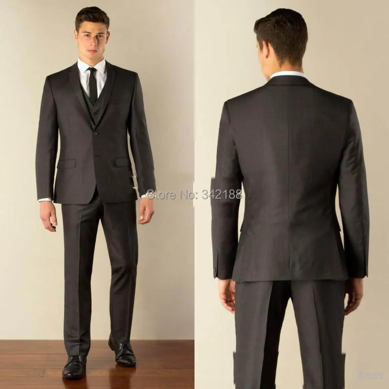2015 Wedding Party Wear Groom Tuxedos Back Slit Best Man Suit Wedding