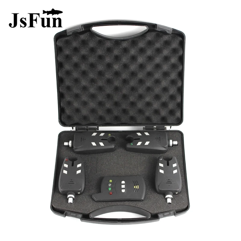 

Fishing Bite Alarm 1*Indicator 4*Receiver Digital Wireless Receiver Bite Alarm with Zippered Case Carp Fishing Tackle PJ79