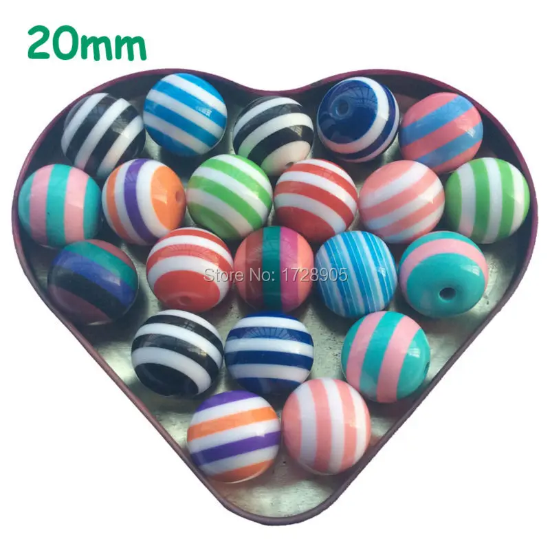 

Assorted Colors 20mm,200pcs Striped Resin Beads, Round Resin Beads, Chunky Stripes Beads, Gumball Necklace Beads Supplies
