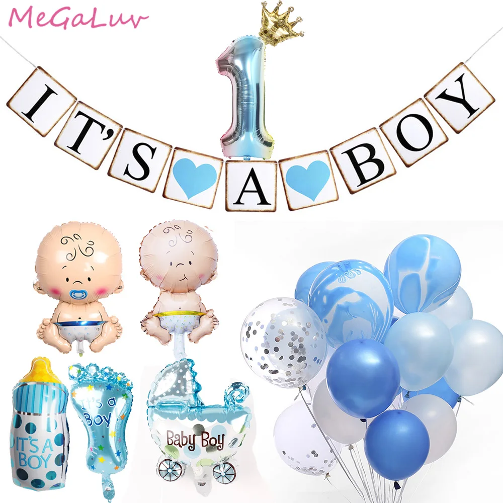 Baby Shower Decorations It's A Boy Blue Banner Gender Reveal Baby Balloon 1st Birthday Party Decors Kids BabyShower Supplies Baby Shower Decorations It's A Boy Blue Banner Gender Reveal Baby Balloon 1st Birthday Party Decors Kids BabyShower Supplies