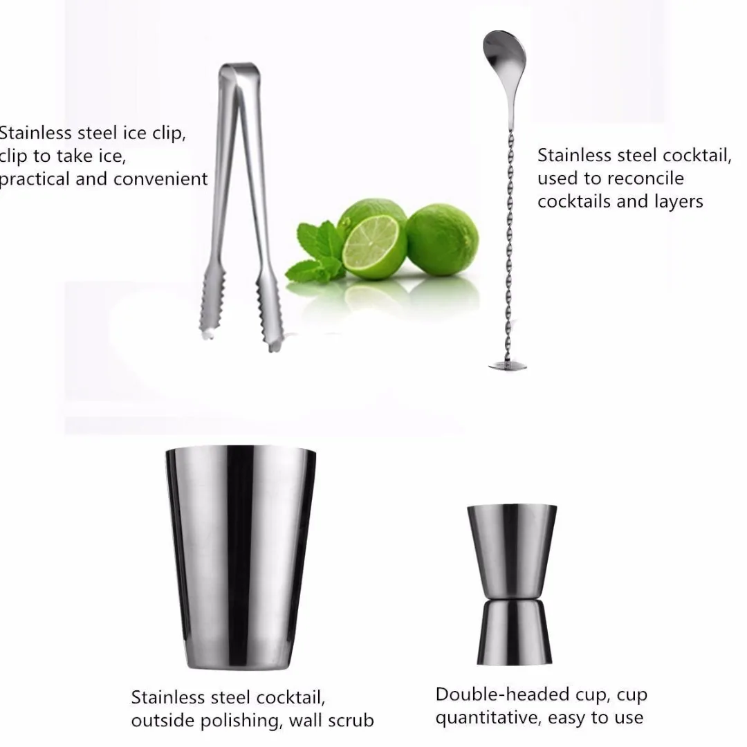 14Pcs Cocktail Shaker Set Drinks Strainer Bottle Opener Maker Mixer Bar Tool  Bartender Tool