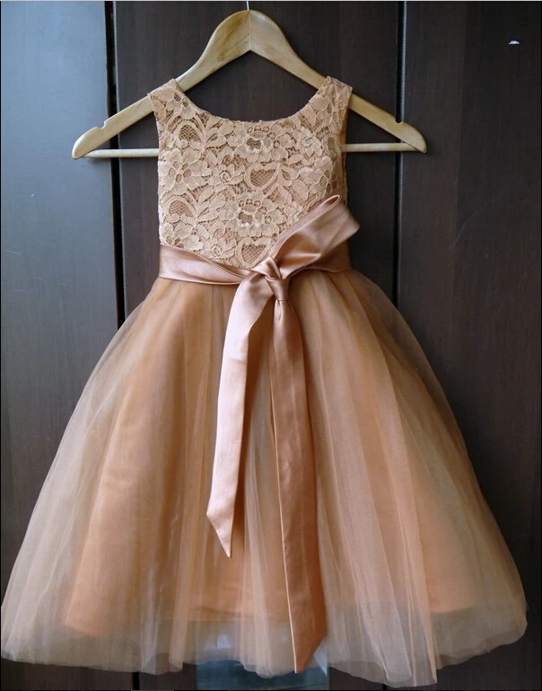 

2016 New Flower Girl Dresses with Sashes Real High Neck Party Pageant Dress for Little Girls Kids/Children Dress for Wedding