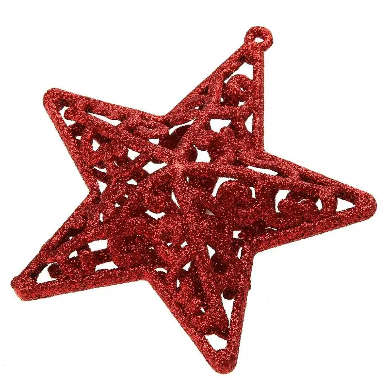 Рождественские елочные украшения для дома полые пятиконечные звезды 3D цветок Снежинка Форма Блеск орнамент navidad Рождественский кулон