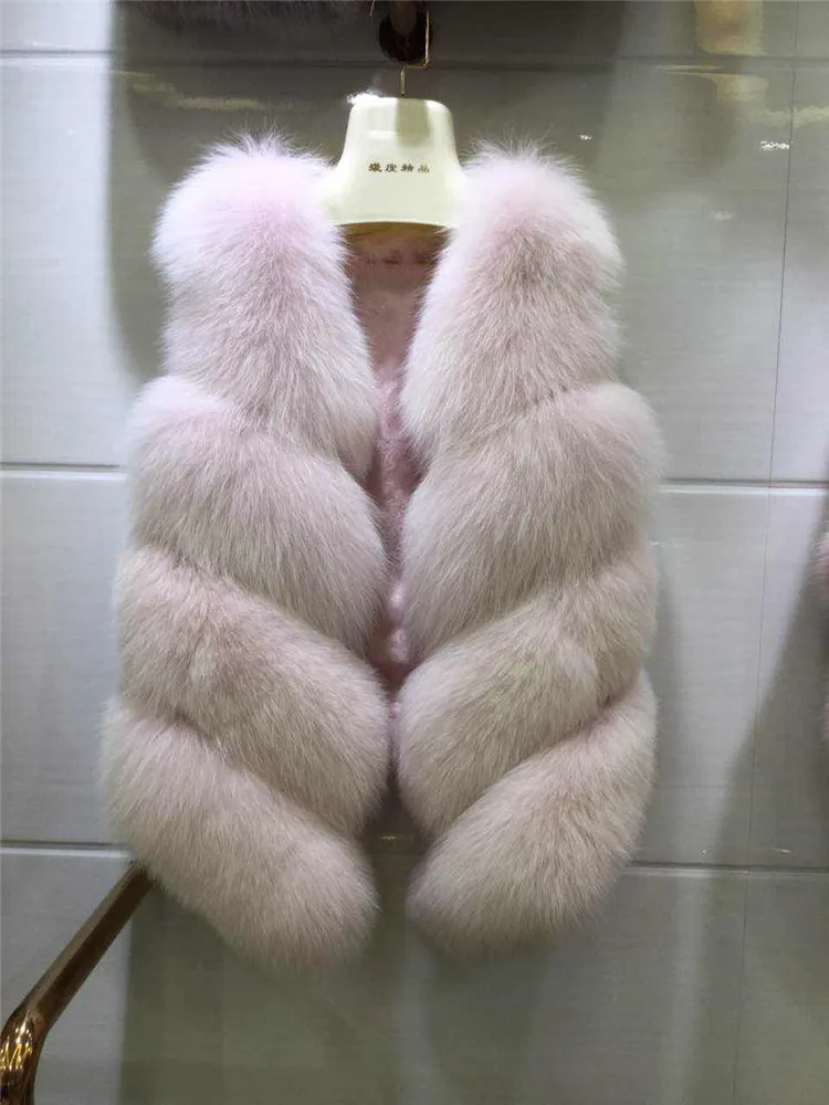 Water pink Новинка, куртка из натуральной кожи, несезонная, специальная распродажа, натуральный Лисий мех, жилет, женская зимняя теплая верхняя одежда, куртка, пальто - Цвет: Water pink