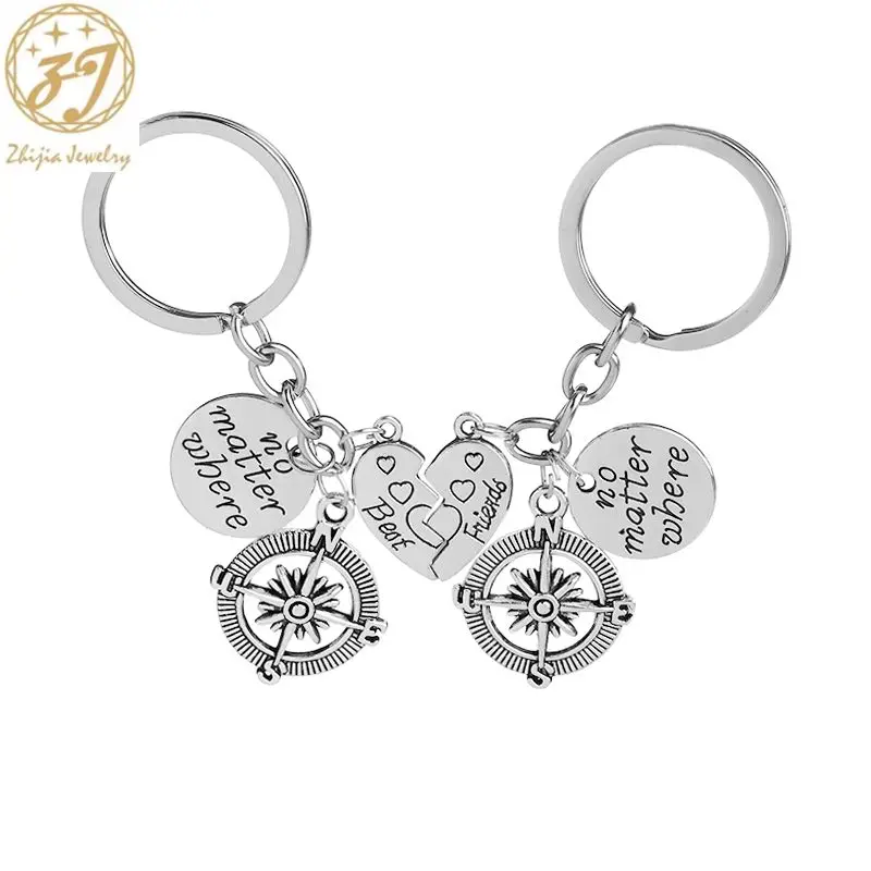 

Zhijia heart shape best friends no matter where keychains for women men lovers friendship BFF keychain gifts