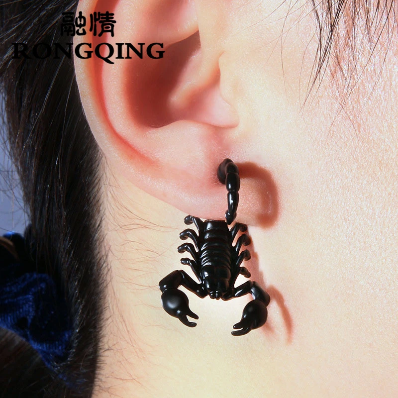 RONGQING 1 шт. 3D Скорпион серьги букле D Oreille Винтаж странные вещи классные мужские серьги Oorbellen עגילים серьги женские