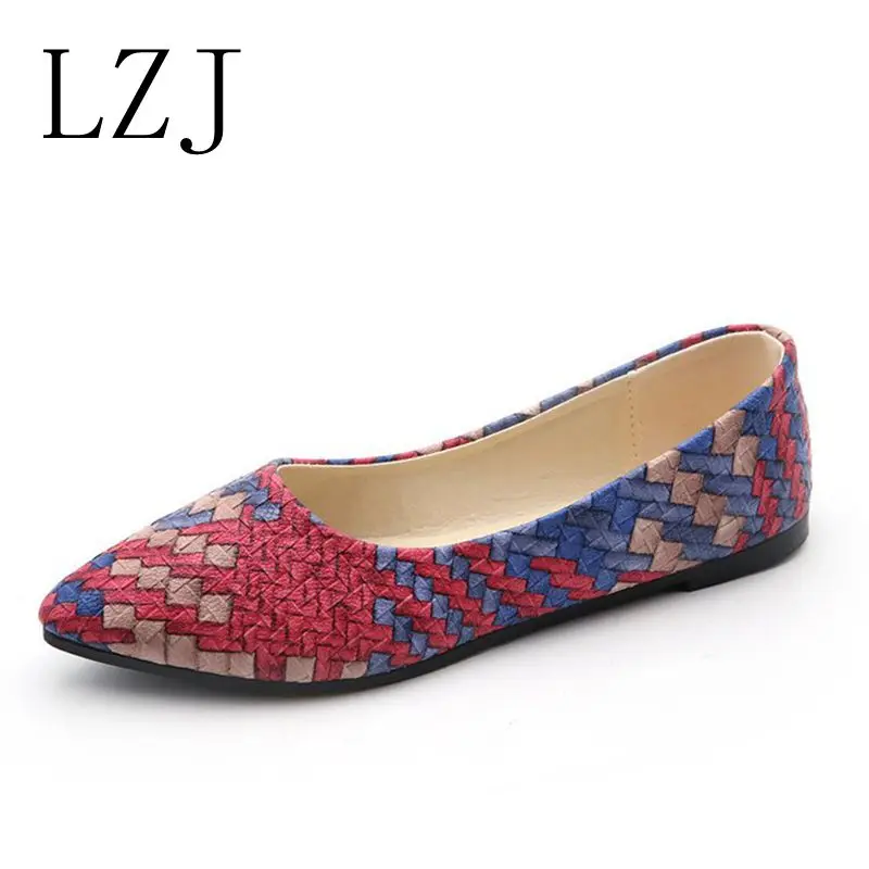 

New Women Shoes Mixed Color Weaving Lady Shoes Female Casual Shoes Color shoes