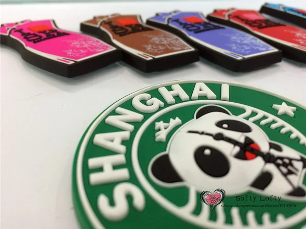 Chinese Tradiontal Rubber Fridge Magnets Shanghai Tourism Round Panda Styles - 4