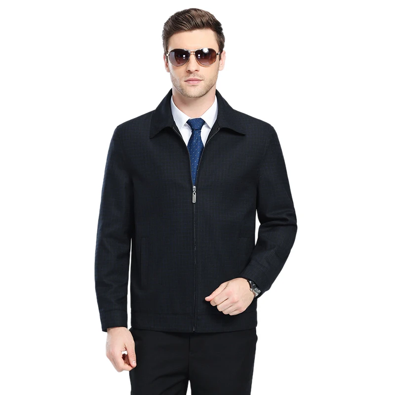 Новое поступление, мужское деловое шерстяное пальто, весенне-осенняя мужская повседневная брендовая однотонная черная ветровка, парка, верхняя одежда, теплое пальто CF208