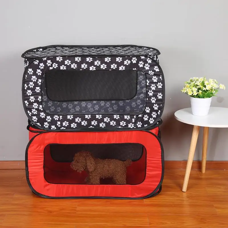 

2019 1 PC Portable Folding Rectangular Pet Tent Dog Cage Playpen Fence Puppy Kennel Black/Red Cloth Pet House Pet Products