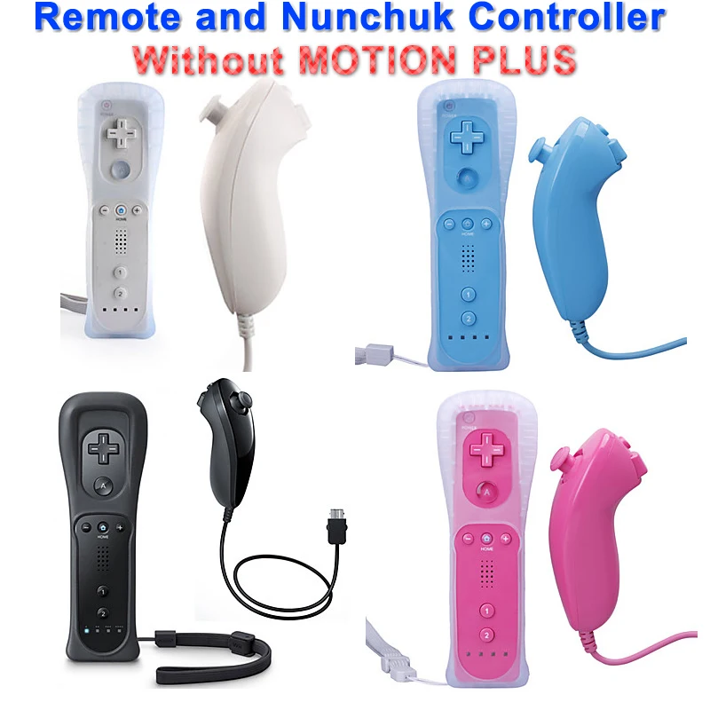 

New Remote and Nunchuk Controller Game Controller with Protective Silicone Case for Wii 4 Colors without Retail package