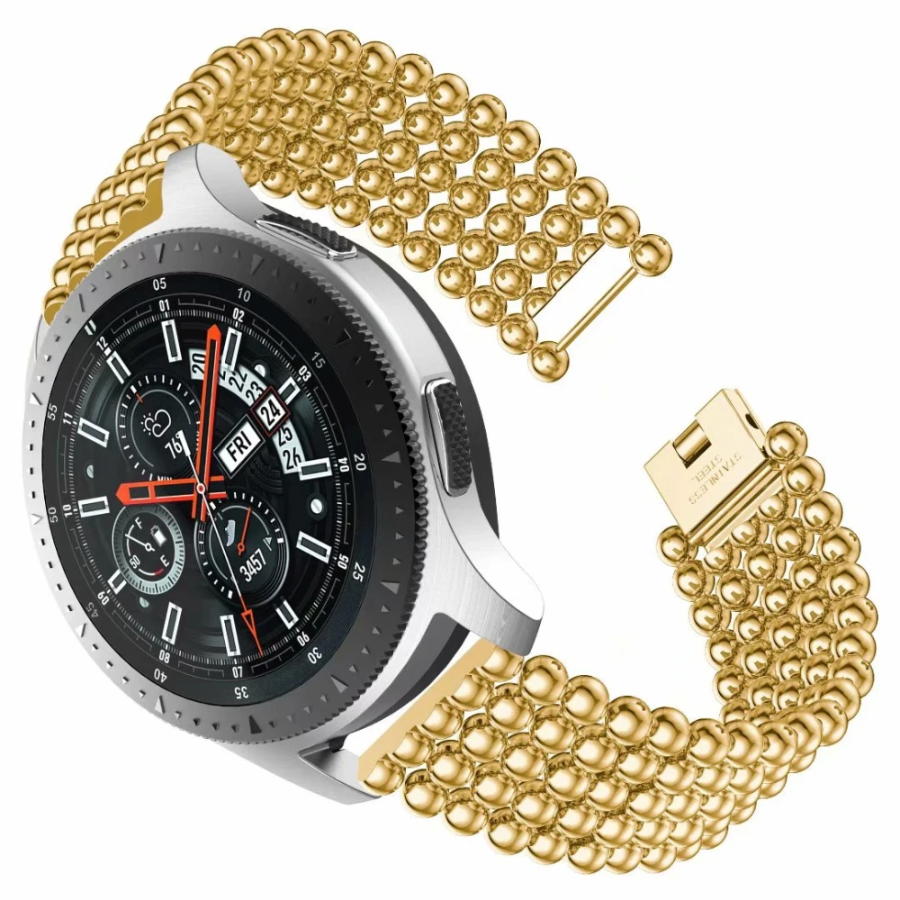 Fashion Round beads Stainless Steel Watch Band Strap For Samsung Galaxy Watch 46mm SM R800 Wrist