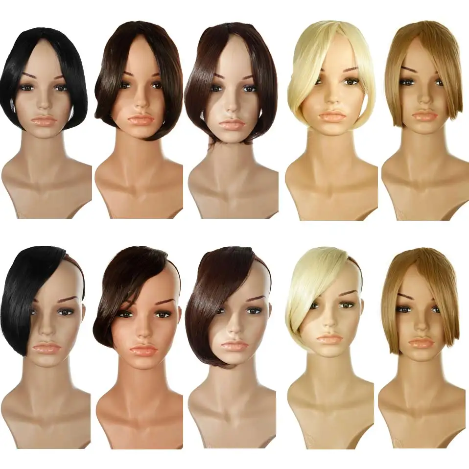 S-noilite 9inch Middle Part Bangs Side Bangs Clip in Hair Extension Women Bang Fake Hair Synthetic Top Front Hair Pieces