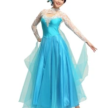 Новые Элегантные Стандартный Костюмы для бальных танцев танцевальная длинное платье W/блестками и Кружево, вальс/Танго/фокстрот/галоп профессионального конкурса Этап одежда