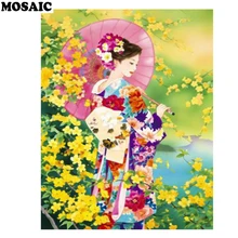 Японская женщина краска с бриллиантами 5D полный квадратный/круглый дрель "на заказ фото" украшение дома рукоделие, Алмазная мозаика вышивка красота