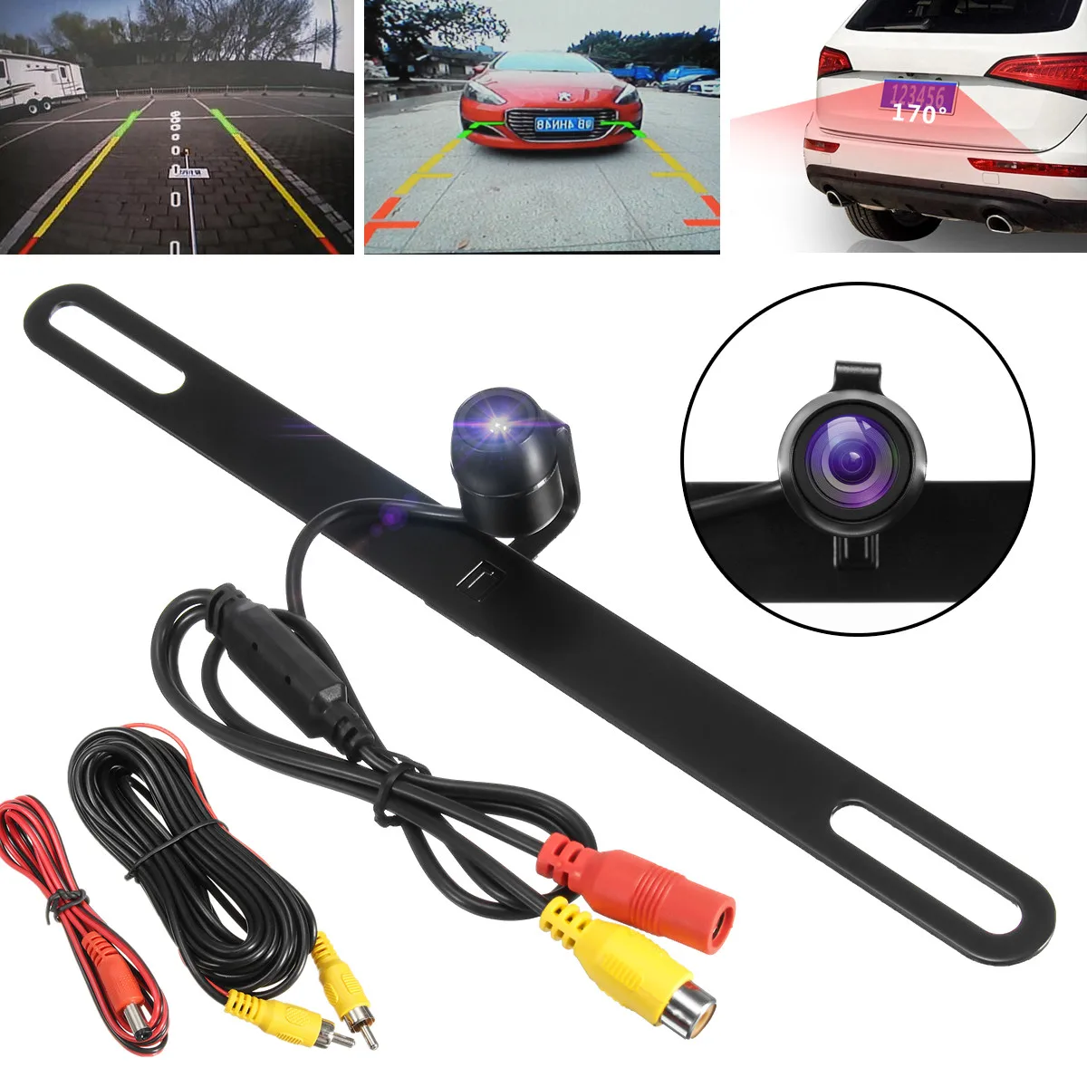 

Waterproof 170 Degree LED Car Vehicle Reversing Camera License Plate Backup Parking Camera Rear View Camera Night Vision