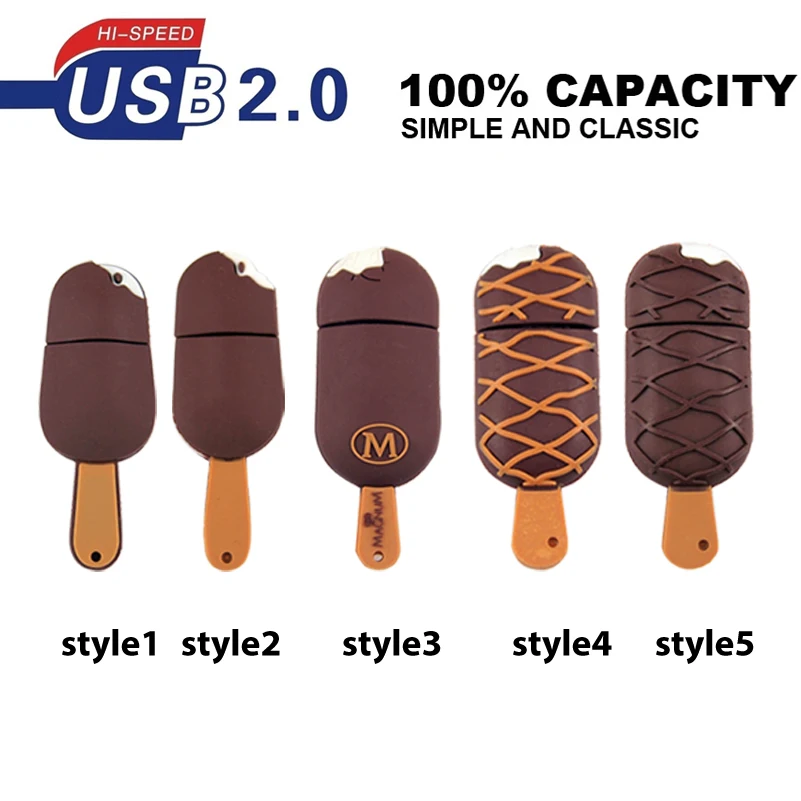 Personalized gifts usb pendrive cartoon flash drive ice cream usb flash 64gb 128mb 32gb memory disk 5 styles choosing flashdrive