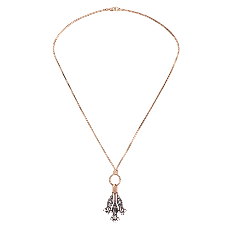 

Clear Blue Crystal Imitation Pearl Floral Pendant Necklace Perfume Women Snake Chain Vintage Long Necklace Jewelry